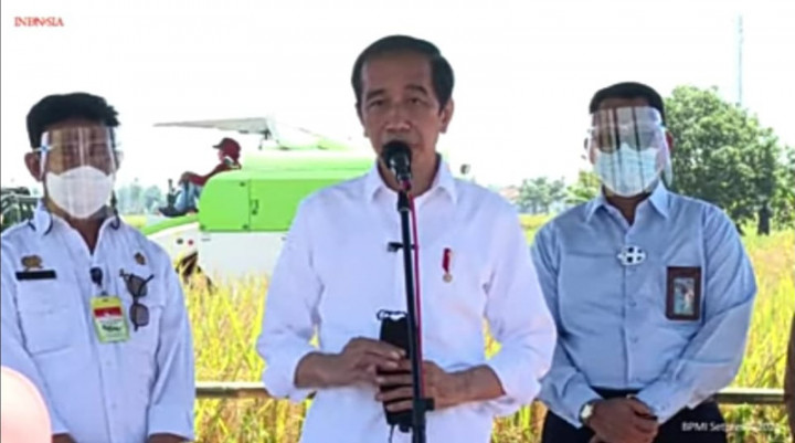 Jokowi Inspects Location of Rice Harvest in Indramayu