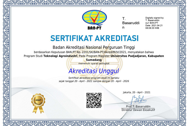 Magister Teknologi Agroindustri Unpad Raih Akreditasi Unggul