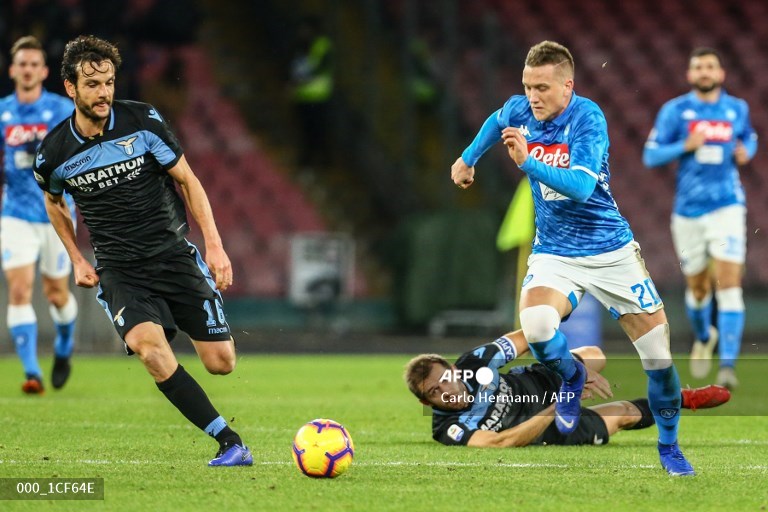 Suasana pertandingan Napoli kontra Lazio (AFP/Carlo Hermann)