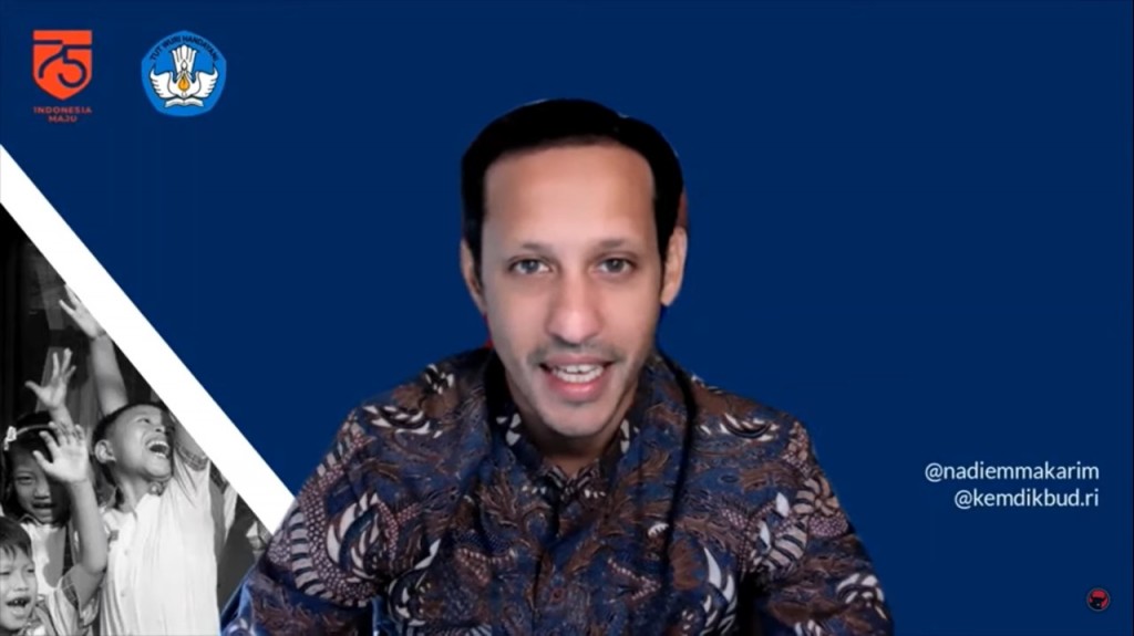 Mendikbudristek Nadiem Makarim. Tangkapan layar.