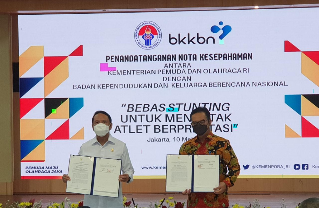 MoU Bebas Stunting untuk Mencetak Atlet Berpestasi yang dilakukan Kemenpora dan BKKBN (Dok. Kemenpora)