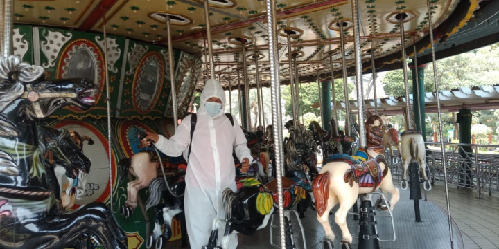 Tutup Satu Hari, Seluruh Area Wisata di Ancol Disemprot Disinfektan