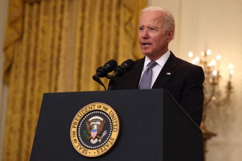 Presiden AS Joe Biden saat berbicara di Gedung Putih pada Senin, 17 Mei 2021. (Anna Moneymaker / Getty / AFP)