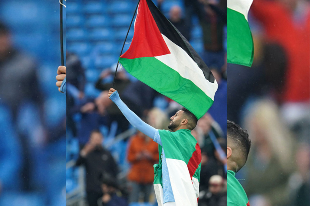 Riyad Mahrez Kibarkan Bendera Palestina Saat Juara Liga Inggris