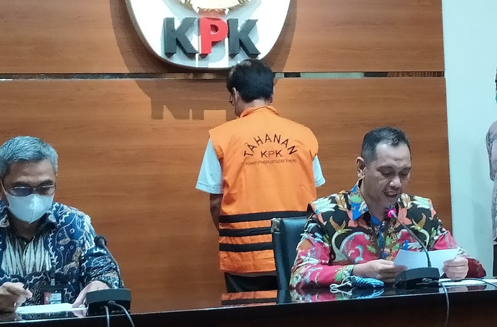 Wakil Ketua KPK Nurul Ghufron mengumumkan penahanan tersangka Yoory Pinontoan/Medcom.id/Candra
