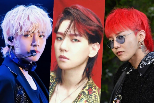 Para idol K-Pop seperti V, Baekhyun, dan G-Dragon juga pernah memiliki potongan rambut Mullet. (Foto:Dok.Soompi.com)