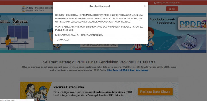 Disetop 2 Jam, Pendaftaran PPDB DKI  Jakarta Diperpanjang Hingga 10 Juni