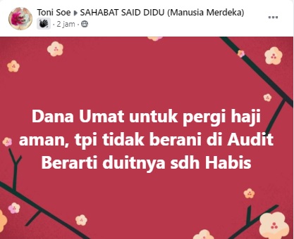 Tangkapan layar berita palsu Foto:Facebook