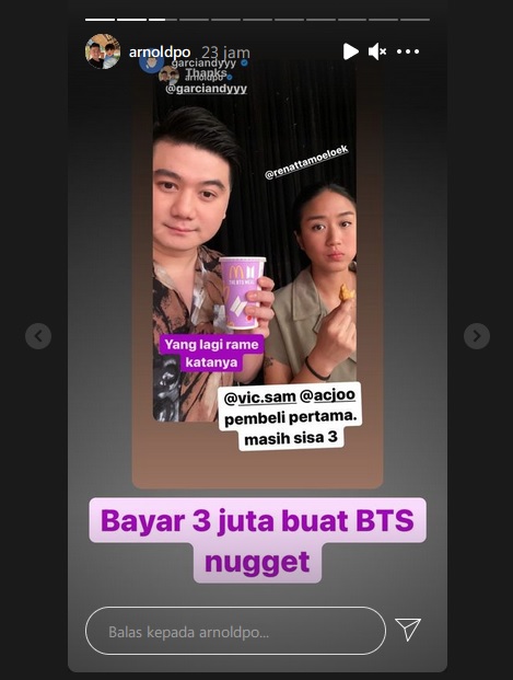 Beli 15 Paket BTS Meal, Chef Arnold Rogoh Kocek Jutaan Rupiah