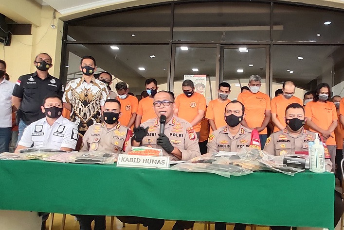 Rilis penangkapan premanisme di Tanjung Priok, Jakarta Utara. Medcom.id/Siti Yona Hukmana