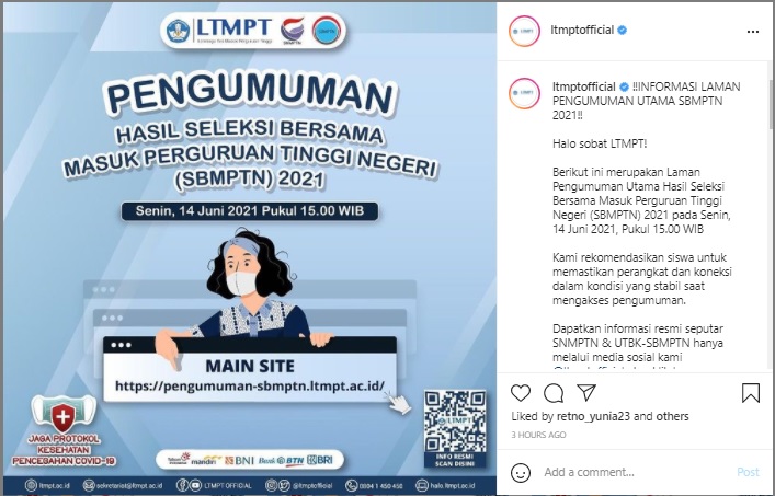 Ingat! Hasil SBMPTN 2021 Bakal Diumumkan Senin 14 Juni
