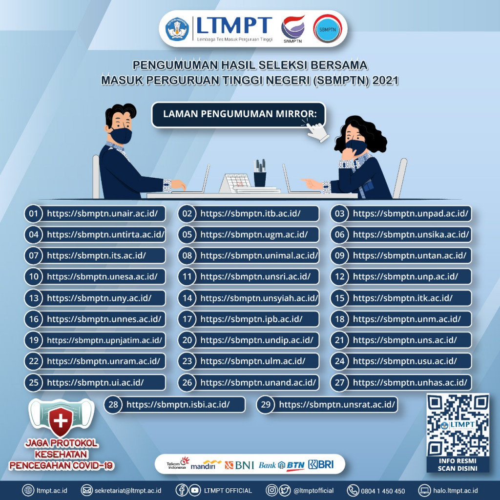 Catat, Ini Daftar Link Pengumuman Hasil SBMPTN 2021 ...