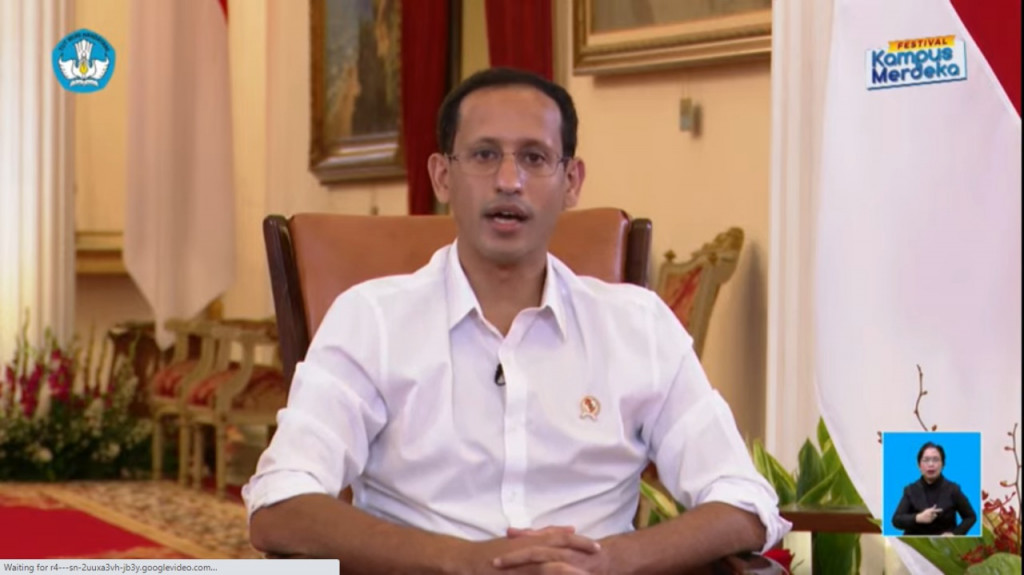 Mendikbudristek Nadiem Makarim. Tangkapan layar. 