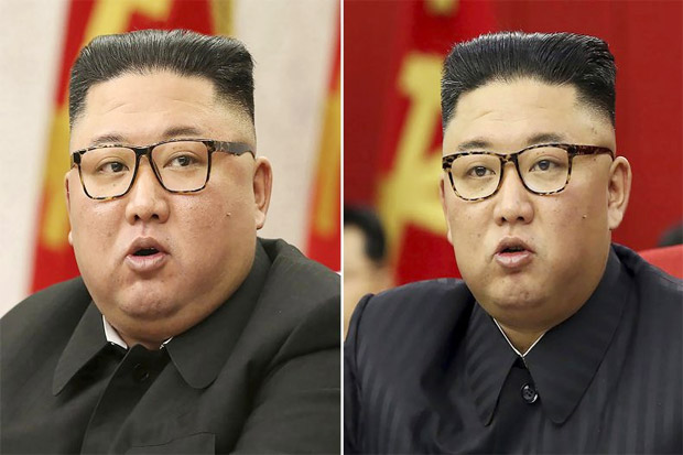 Foto yang menunjukkan perubahan pada Pemimpin Korut Kim Jong-un saat pertemuan Partai Buruh di Pyongyang, 8 Februari 2021 (kiri) dan 15 Juni 2021 (kanan). Foto Newsweek