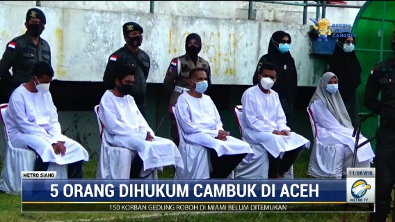 5 Terpidana di Aceh Dihukum Cambuk