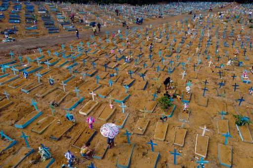 Kuburan covid-19 di Brasil. Foto: AFP.
