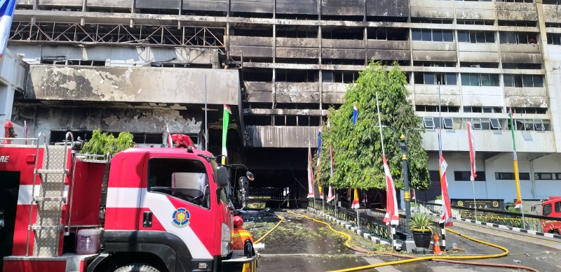 Kondisi gedung Kejagung usai terbakar. Medcom.id/Kautsar Widya Prabowo
