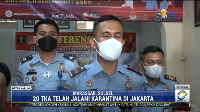 20 TKA Tiongkok Kembali Diisolasi Saat Tiba di Sulsel
