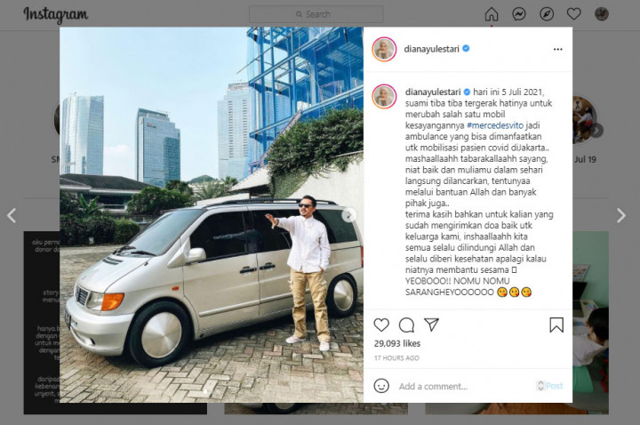 Omesh Relakan Mobilnya Jadi Ambulans Covid-19