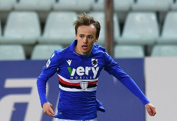 Gelandang Sampdoria, Mikkel Damsgaard (AFP/Alessandro Sabattini)