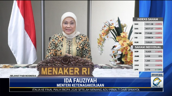 Menteri Ketenagakerjaan (Menaker) Ida Fauziyah. Metro TV