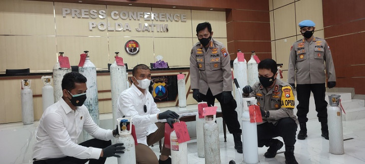 Polda Jatim Tangkap Dua Penjual Oksigen Melebihi HET di Sidoarjo