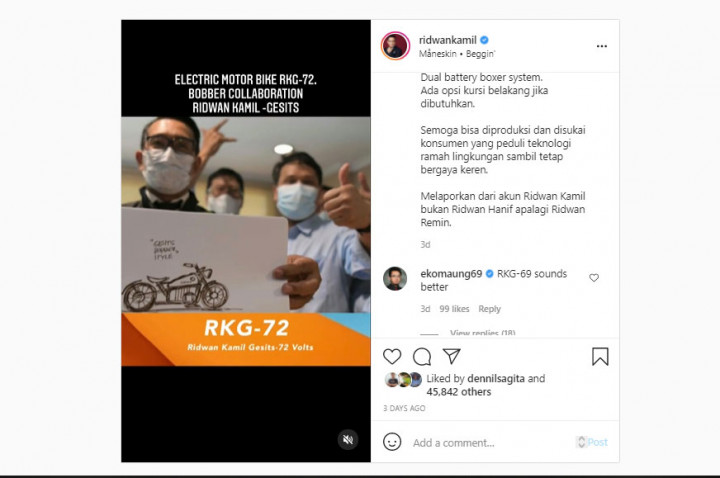 RKG-72, Motor Listrik Ciptaan Ridwan Kamil