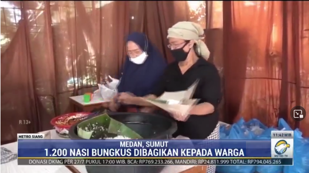 Makanan itu guna didistribusikan bagi warga yang terdampak PPKM di 21 kecamatan Kota Medan.