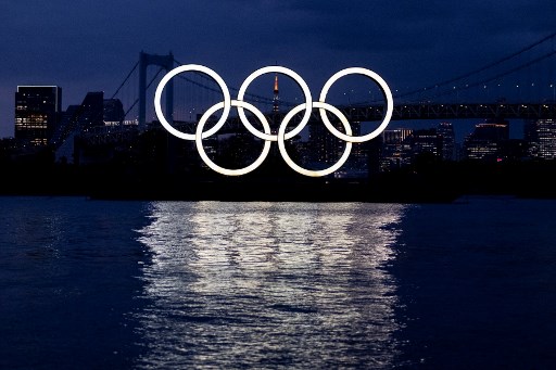 Logo Olimpiade. Foto: AFP/Yuki Iwamura