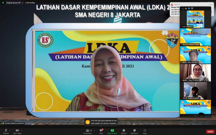 Siswa Baru SMAN 8 Jakarta Dibekali Latihan Dasar Kepemimpinan via Daring