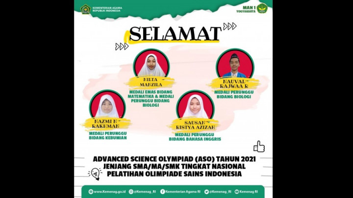 MAN 1 Yogyakarta Koleksi 34 Medali dari 5 Kompetisi Tingkat Nasional