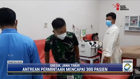 Plasma Konvalesen di PMI Gresik Kosong, Antrean Pasien Covid-19 Tinggi
