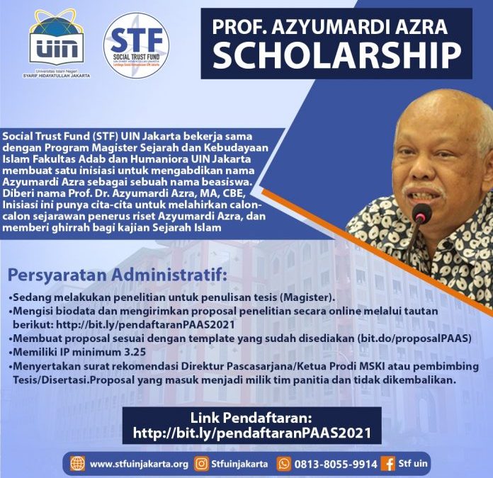 UIN Jakarta Kembali Tawarkan Beasiswa Profesor Azyumardi Azra Scholarship