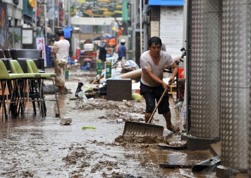 Banjir di Korea Utara pada 2011 silam. Foto: AFP.