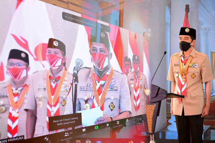 Pesan Presiden: Pramuka Harus Jadi Pelopor Disiplin Prokes