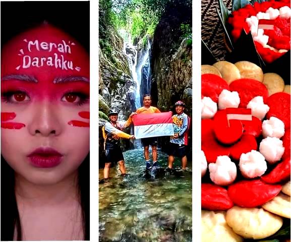 Berikut ini gaya warganet yang siap berbagai semangat di Kemerdekaan ke-76 Republik Indonesia.  (Foto: Dok. Kolase dari warganet)