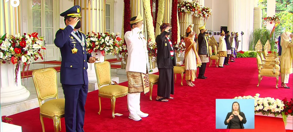 Upacara detik-detik proklamasi dalam rangka memperingati Hari Ulang Tahun (HUT) Ke-76 RI. Foto: YouTube Sekretariat Presiden