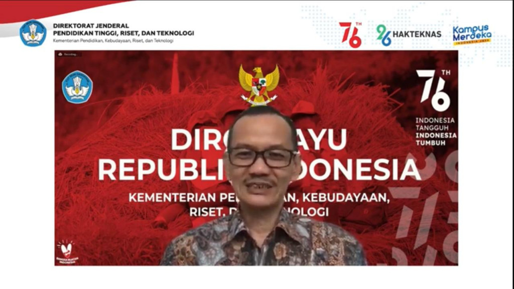 Plt Dirjen Pendidikan Tinggi, Riset, dan Teknologi Nizam. Foto: Tangkapan layar webinar.
