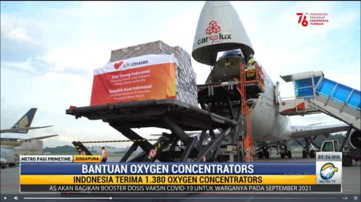 Singapore Changi Airport Community Kirim 1.380 Oksigen Konsentrator untuk Indonesia