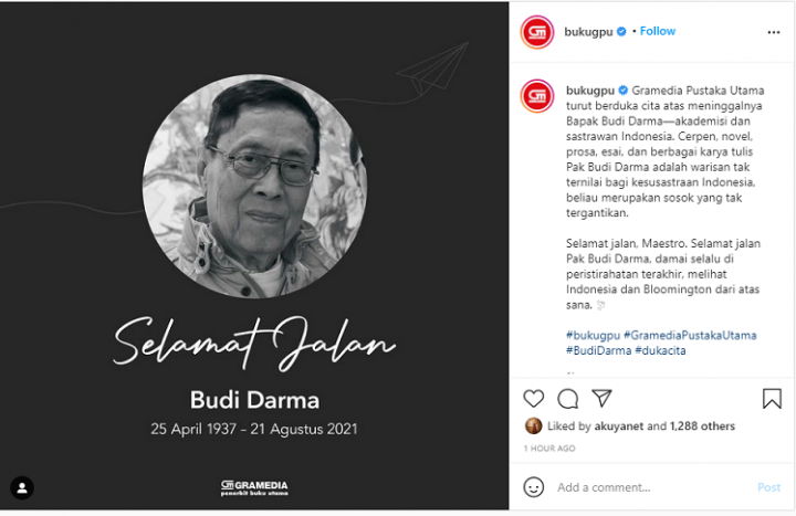 Sastrawan Budi Darma Meninggal Dunia