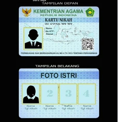 Kartu Nikah dengan Kuota 4 Istri Hoaks, Begini Tampilan Kartu Nikah Asli