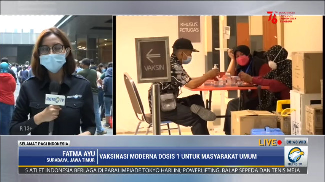 Vaksin yang biasanya hanya untuk booster bagi tenaga kesehatan ini mulai diberikan kepada warga Surabaya sebagai vaksin dosis pertama. Metro TV