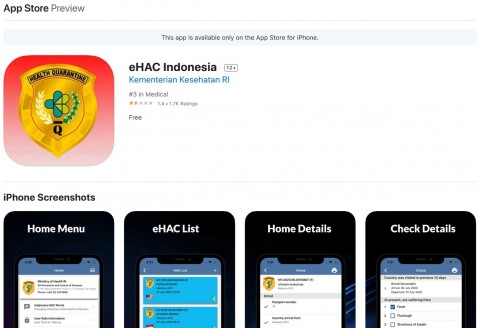 Ilustrasi aplikasi eHAC. Medcom.id