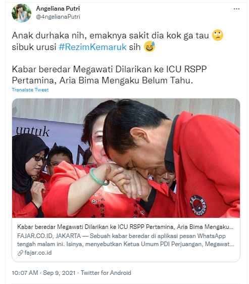 Tangkapan layar informasi yang beredar di media sosial