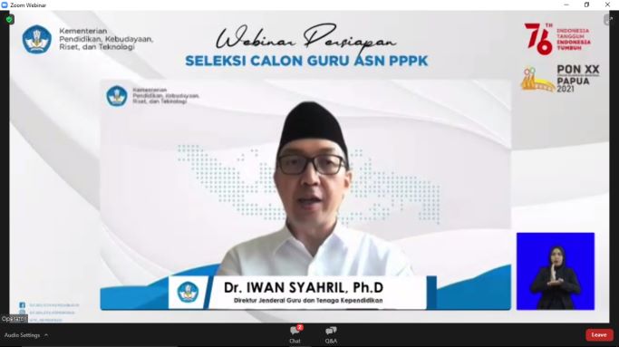 Dirjen GTK, Kemendikbud, Iwan Syahril. Foto: Zoom