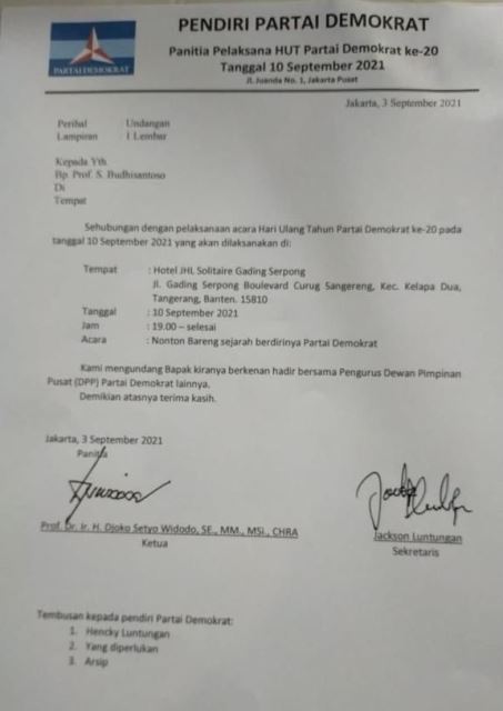 Demokrat Banten Minta Polisi Bubarkan Acara HUT Kubu Moeldoko