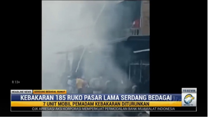 185 Kios dan 5 Ruko di Pasar Lama Serdang Bedagai Kebakaran