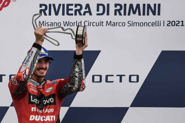 MotoGP San Marino: Bagnaia Juara, Bastianini Naik Podium Perdana