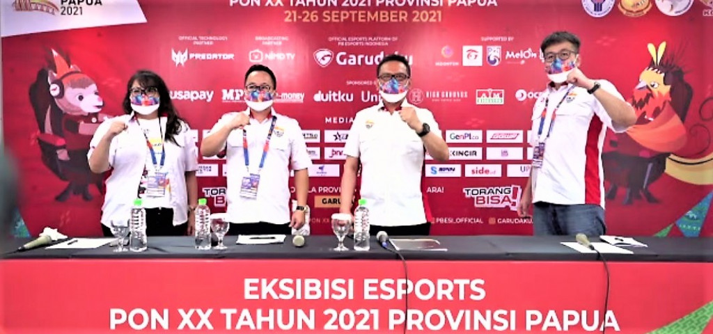 Konferensi pers eksibisi esports PON XX Papua 2021. (PBESI)