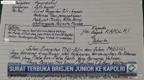 Ini Isi Lengkap Surat Terbuka Brigjen Tni Junior Ke Kapolri